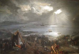 Battle of Clontarf, oil on canvas painting by Hugh Frazer 1826